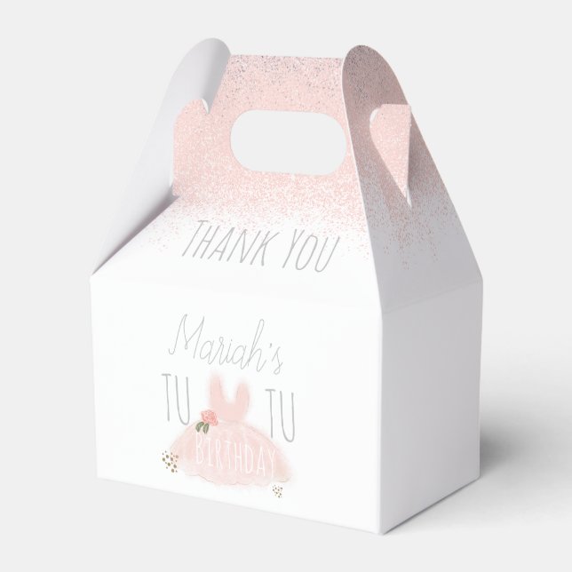 Minimal Tutu Girl's Birthday Turning Two Glitter  Favor Boxes (Front Side)