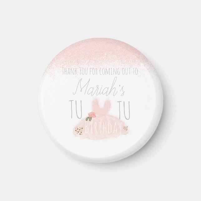 Minimal Tutu Girl's Birthday Turning Two Glitter   Magnet (Front)