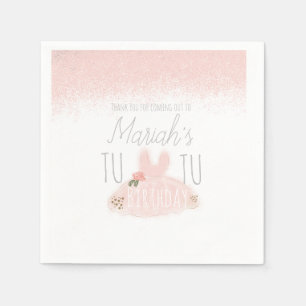 Minimal Tutu Girl's Birthday Turning Two Glitter Napkins