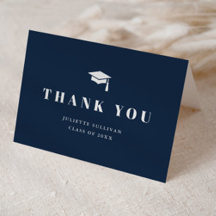 Minimal Type Cap and Tassel Graduation Letterpress Thank You Card