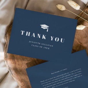 Minimal Type Cap and Tassel Graduation Thank You Card