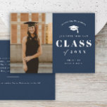 Minimal Type Photo Graduation Party Invitation<br><div class="desc">A simple photo graduation party invitation featuring large graduation year,  classic type and student name.</div>