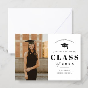 Minimal Type Photo Graduation Party Letterpress Photo Cards