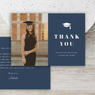 Minimal Type Photo Graduation Party Thank You Card