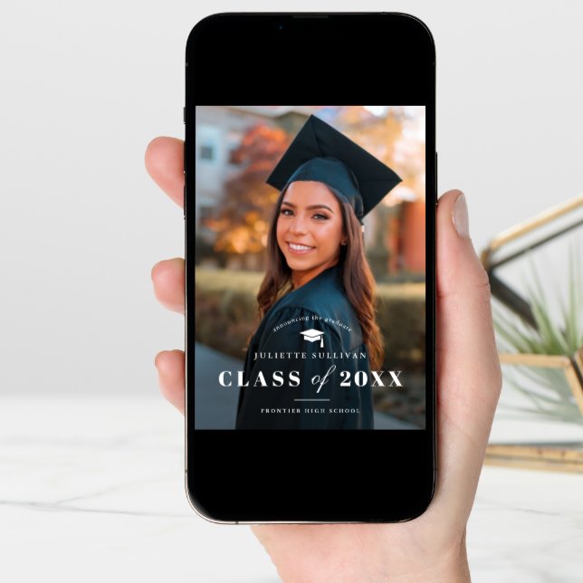 Minimal Type Photo Overlay Graduation Announcement (Front Digital)
