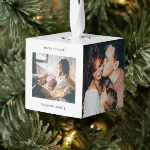 Minimal Typewriter   Merry and Bright Multi Photo Cube Ornament