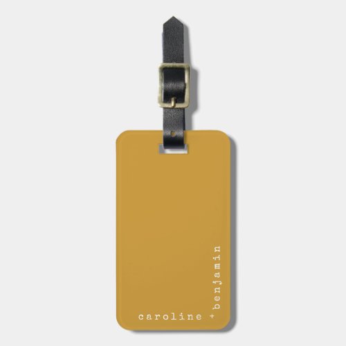 Minimal Typewriter Typography Corner Names Mustard Luggage Tag