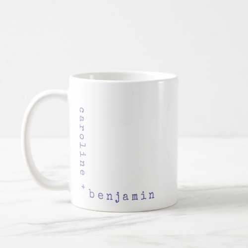 Minimal Typewriter Typography Corner Names Purple  Coffee Mug