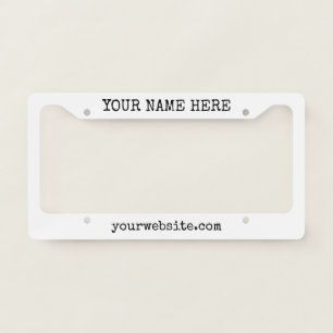 Minimal Typewriter Your Business Logo Custom License Plate Frame