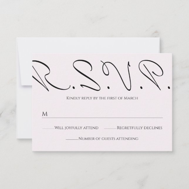 Minimal Typographic Fun Yet Formal Wedding RSVP Card (Front)