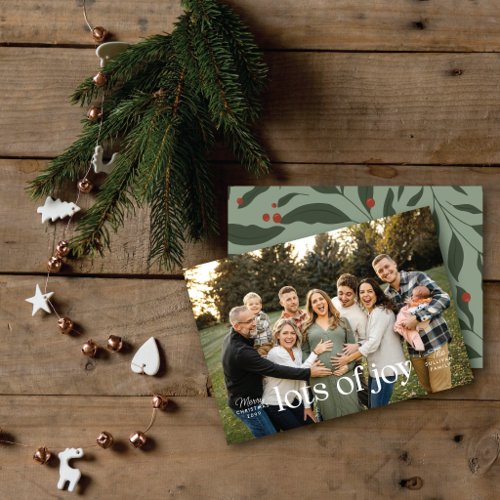 Minimal Typographic Lots of Joy 1 Photo Christmas Holiday Card