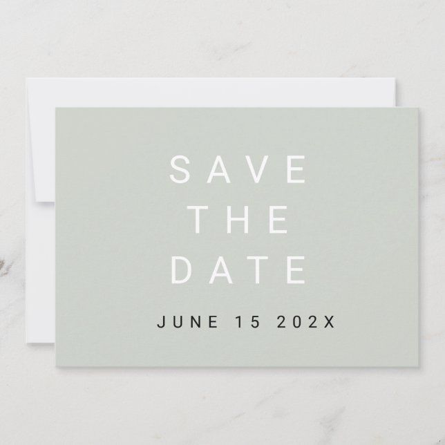 Minimal Typographic Sage Save The Date (Front)
