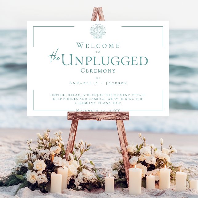 Minimal Typography Aqua & White Seashell Unplugged Foam Board (Minimal Typography Aqua & White Seashell Unplugged Foam Board)