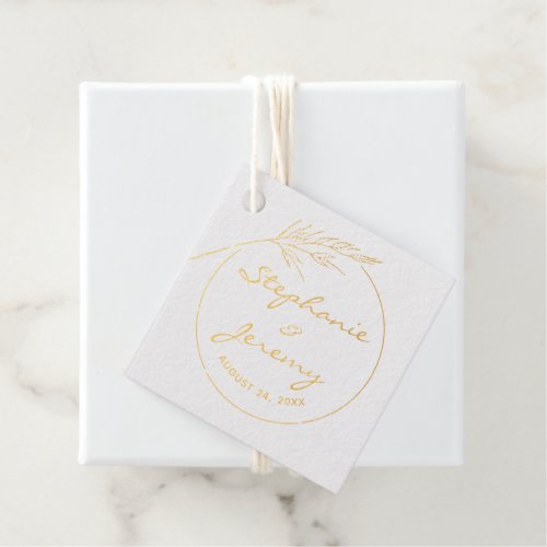 Minimal Typography Black and White Wedding Classic Foil Favor Tags