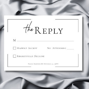 Minimal Typography Black & White Photo Wedding RSVP Card