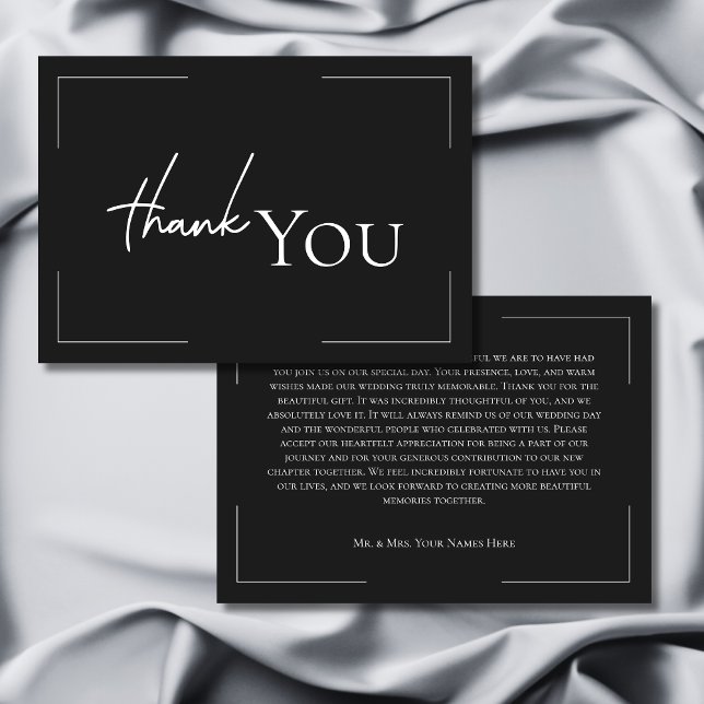 Minimal Typography Black & White Photo Wedding Thank You Card (Minimal Typography Black & White Photo Wedding Thank You Card)