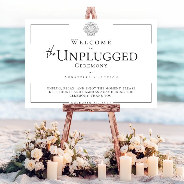 Minimal Typography Black White Seashell Unplugged Foam Board (Minimal Typography Black White Seashell Unplugged Foam Board)