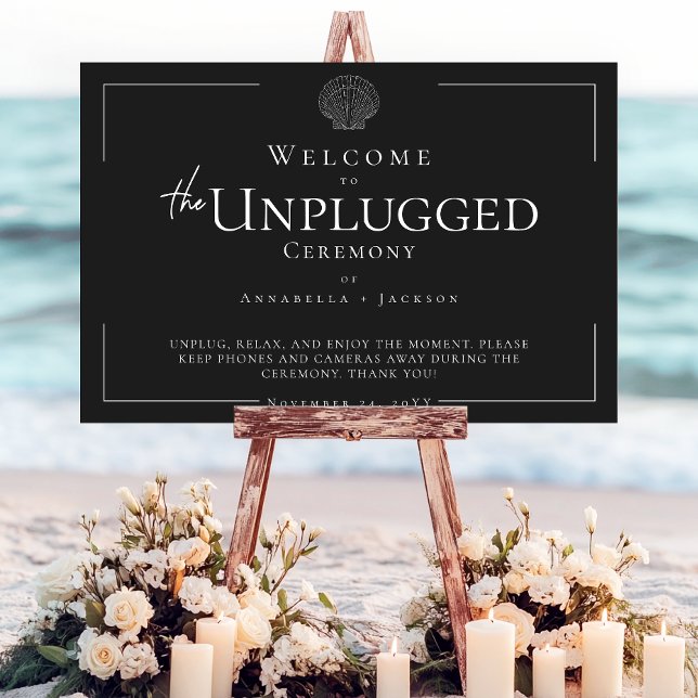 Minimal Typography Black White Seashell Unplugged Foam Board (Minimal Typography Black White Seashell Unplugged Foam Board)