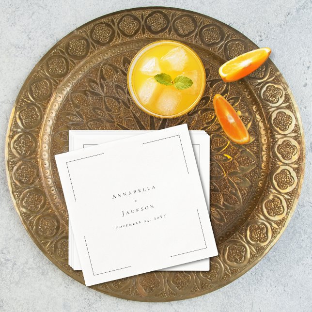 Minimal Typography Black & White Wedding Napkins (Minimal Typography Black & White Wedding Napkins)