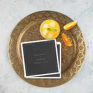 Minimal Typography Black & White Wedding Napkins
