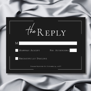 Minimal Typography Black & White Wedding RSVP Card