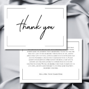 Minimal Typography Black & White Wedding Thank You Card