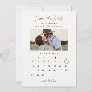 Minimal Typography Calendar Photo Wedding Save The Date