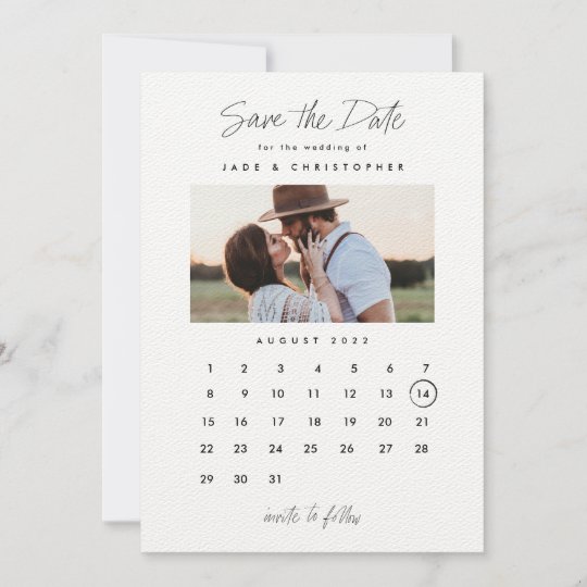 Minimal Typography Calendar Photo Wedding Save The Date | Zazzle.com