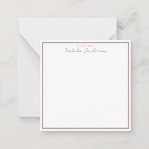 Minimal Typography Casual Script Pastel Rose Note Card