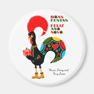 Minimal Typography Christmas Portuguese Greetings Magnet