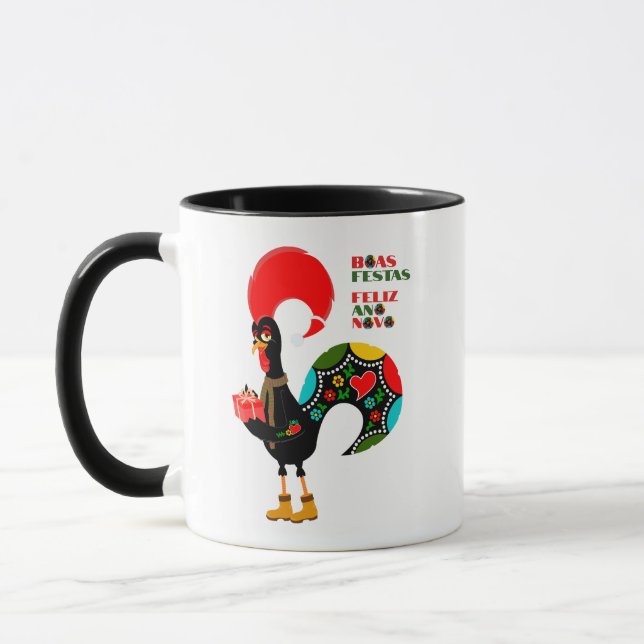Minimal Typography Christmas Portuguese Greetings Mug (Left)