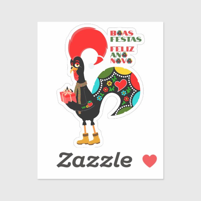 Minimal Typography Christmas Portuguese Greetings Sticker (Sheet)