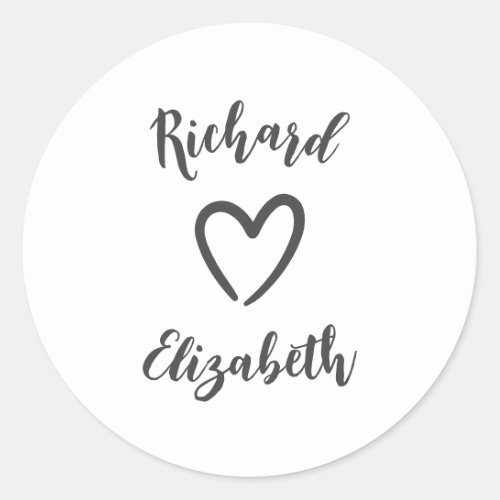 Minimal Typography Clean Modern Wedding Classic Round Sticker