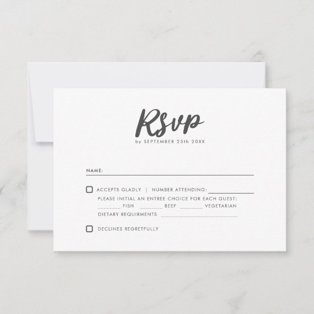 Minimal Typography Clean Modern Wedding RSVP (Front)