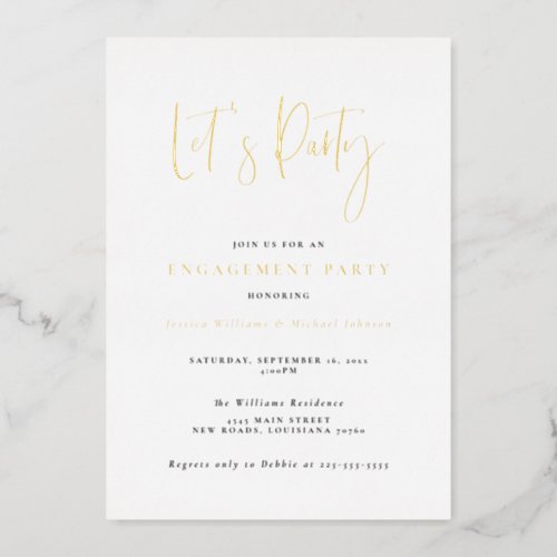 Minimal Typography Engagement Party Foil Invitation