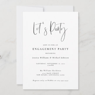 Minimal Typography Engagement Party Invitation