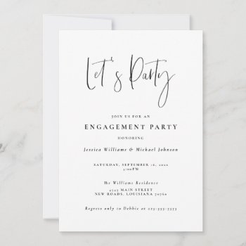 Minimal Typography Engagement Party Invitation by fancypaperie at Zazzle