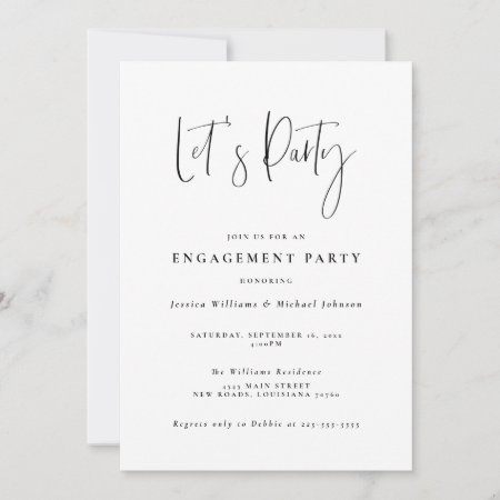 Minimal Typography Engagement Party Invitation