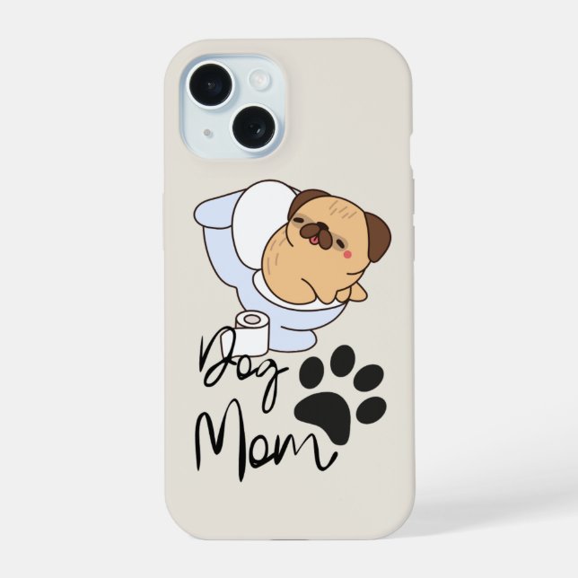 Minimal Typography Funny Phone Case | dog mom (Back)