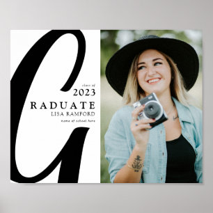 Minimal Typography Graduate Photo Graduation Poster