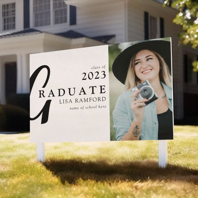 Minimal Typography Graduate Photo Graduation Yard Sign (Creator Uploaded)