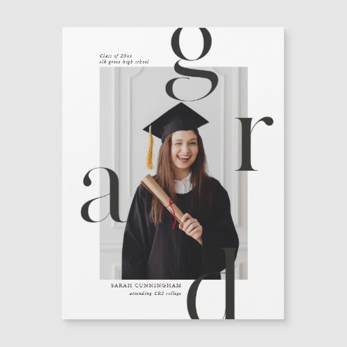 Minimal Typography Graduation Announcement Magnet