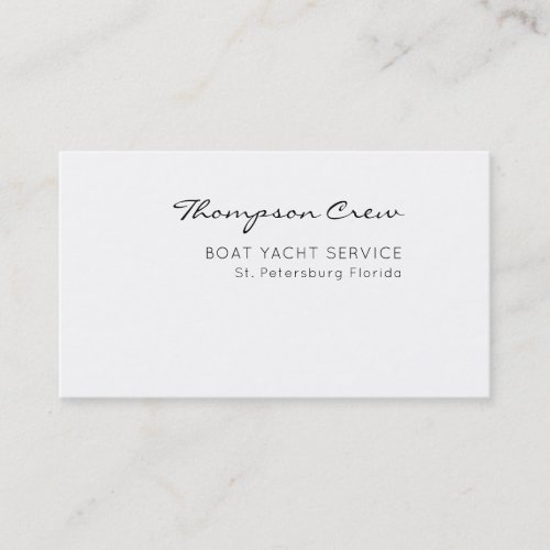 Minimal Typography Handwritten Crew Name Nautical Business Card