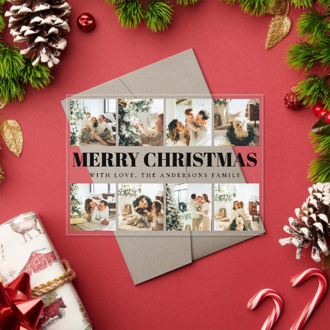 Minimal Typography Merry Christmas Holiday  Card Acrylic Invitations (Insitu (Holiday))
