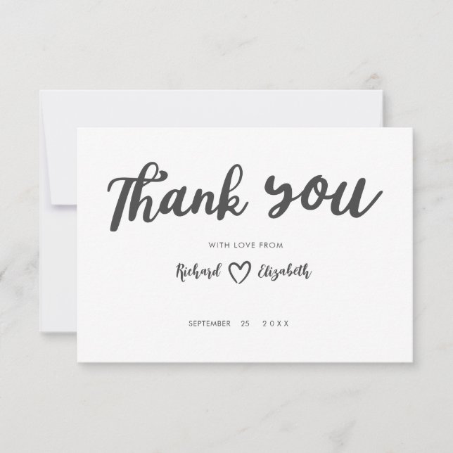 Minimal Typography Modern Wedding Thank You (Front)