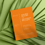 Minimal Typography Orange Wedding Invitation<br><div class="desc">This Minimal Typography Orange Wedding Invitation is the perfect invite to send your guests to your celebrate your special day. The simple & minimalist design compliments any couple. Click to customize further for text placement and editing tools for full color customization.</div>