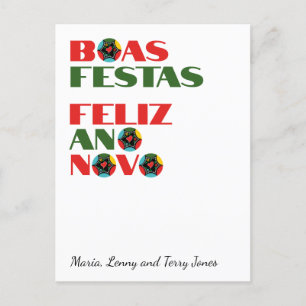 Minimal Typography Portuguese Christmas Greetings  Postcard
