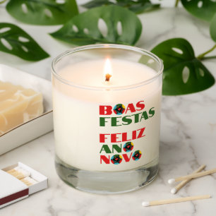 Minimal Typography Portuguese Christmas Greetings Scented Candle