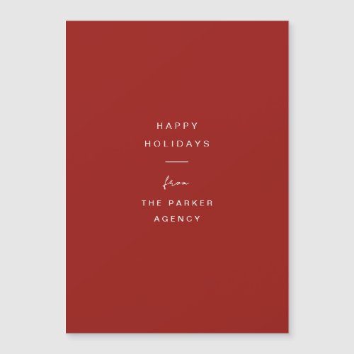 Minimal Typography  Red Corporate Holiday Card