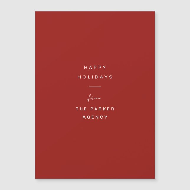 Minimal Typography | Red Corporate Holiday Card (Front)